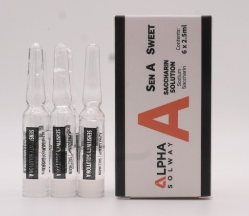 6 x Ampoules of Sensitivity (A) Solution, Sweet (Saccharine). OUT OF STOCK
